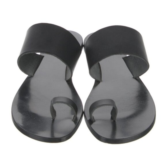 ATP Atelier Black Leather Sandals - Picture 1 of 7